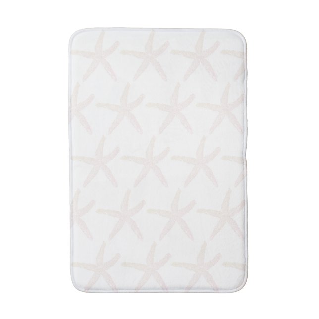 Alfombrilla De Baño Patrones Starfish Nautical Beach Peach White Cute (Frente vertical)