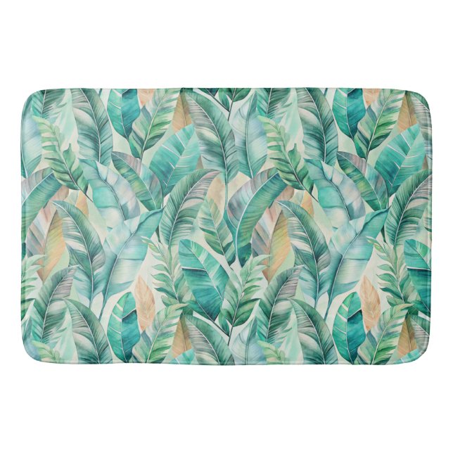 Alfombrilla De Baño Pattern Boho Bananas Leaves (Anverso)