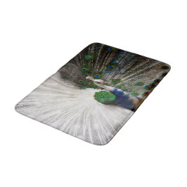 Alfombrilla De Baño Pavo real azul blanco