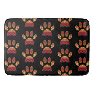 Alfombrilla De Baño Paw de perro de patrón azteca