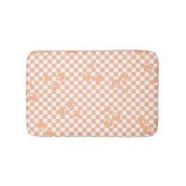 Alfombrilla De Baño Peach Fuzz Cherry Gingham Pattern