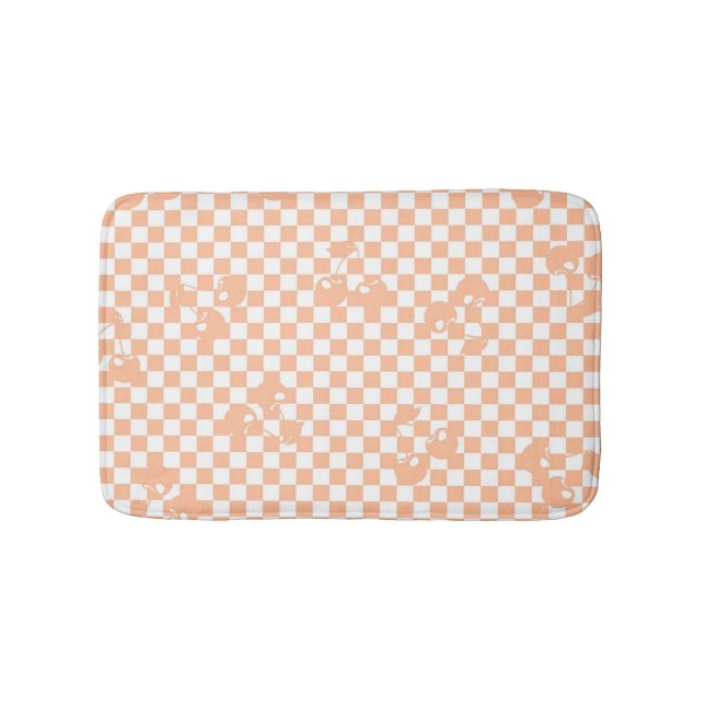 Alfombrilla De Baño Peach Fuzz Cherry Gingham Pattern (Anverso)