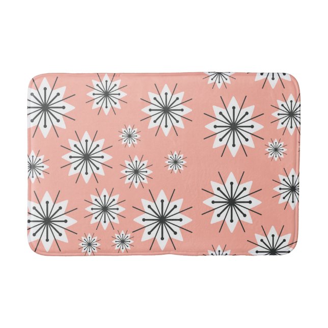 Alfombrilla De Baño Peach Moderna Snowflakes De Medid Century (Anverso)