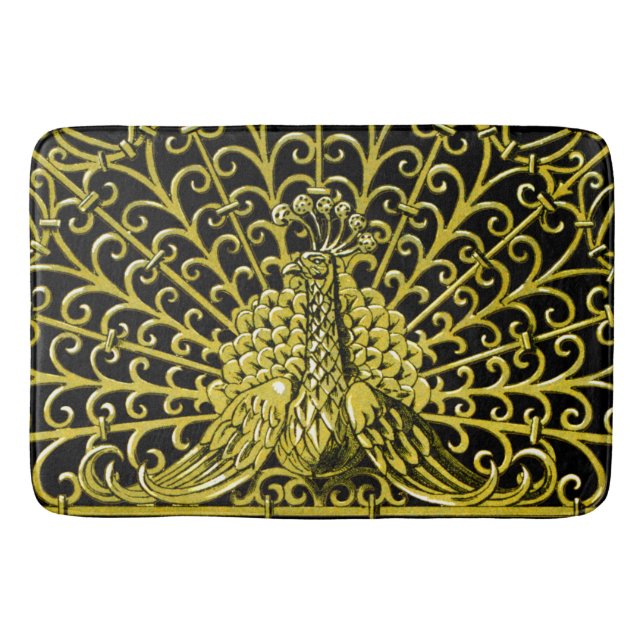 Alfombrilla De Baño Peacock de oro de Art Nouveau (Anverso)