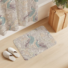 Alfombrilla De Baño Peacock Garden in Beige Mauve Pink Duck Egg Blue