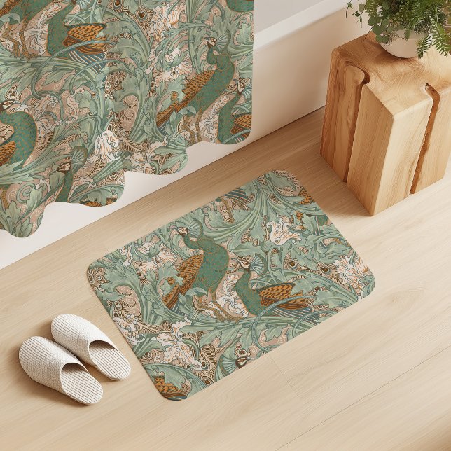 Alfombrilla De Baño Peacock Garden in Green Beige Mustard (Subido por el creador)