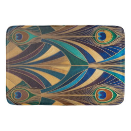 Alfombrilla De Baño Peacock Jewel Tone Art Deco Feather