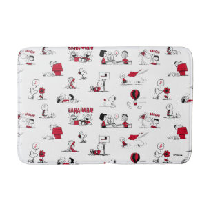 Alfombrilla De Baño PEANUTS   Patrón rojo y negro