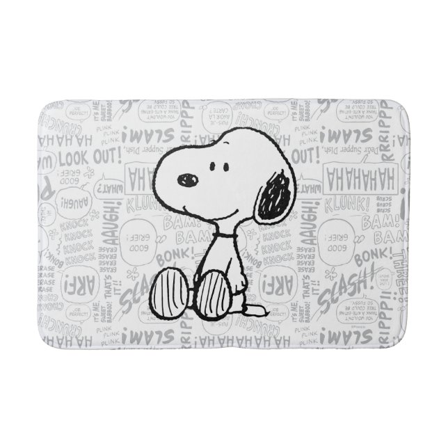 Alfombrilla De Baño PEANUTS | Snoopy on Black White Comics (Anverso)
