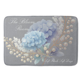 Alfombrilla De Baño Pearl Rubor Powder Blue Hydrangea Watercolor