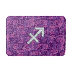 Alfombrilla De Baño Pearl Sagittarius Zodiac Rótulo Fuchsia Camo Digit