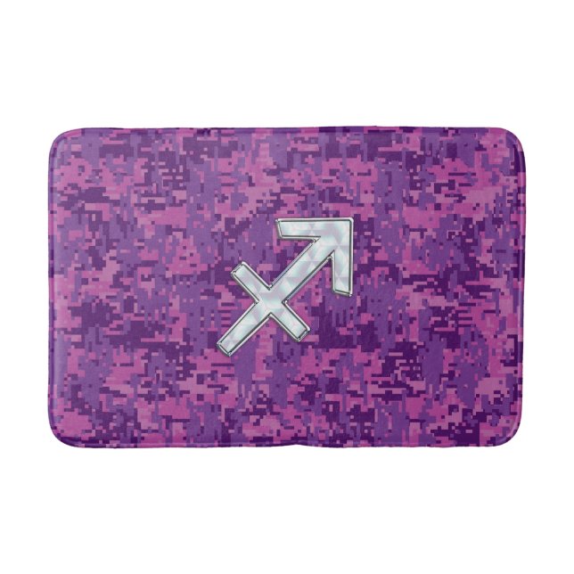 Alfombrilla De Baño Pearl Sagittarius Zodiac Rótulo Fuchsia Camo Digit (Anverso)