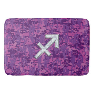 Alfombrilla De Baño Pearl Sagittarius Zodiac Rótulo Fuchsia Camo Digit