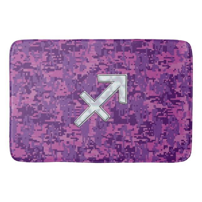 Alfombrilla De Baño Pearl Sagittarius Zodiac Rótulo Fuchsia Camo Digit (Anverso)