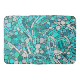 Alfombrilla De Baño Pebbles Mosaic Art -Aquamarine y Pearl