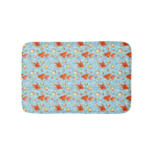 Alfombrilla De Baño peces dorados y burbujas de jabón (Anverso)