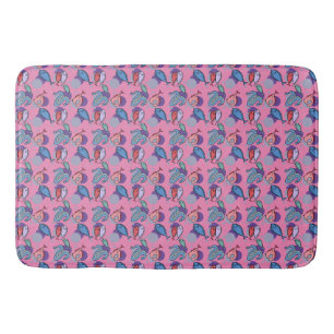 Alfombrilla De Baño Peces juguetones y el patrón de anguila rosado