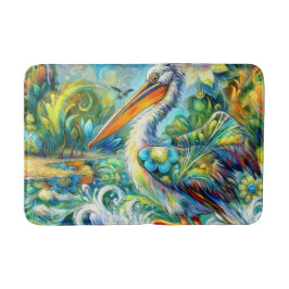 Alfombrilla De Baño Pelican en el amarillo azul floral de Wonderland