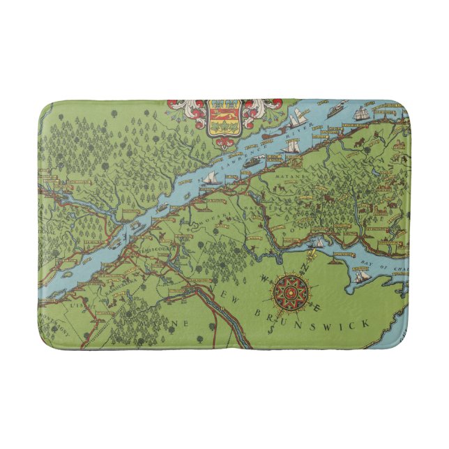 Alfombrilla De Baño Península de Gaspe, mapa de Canadá (Anverso)