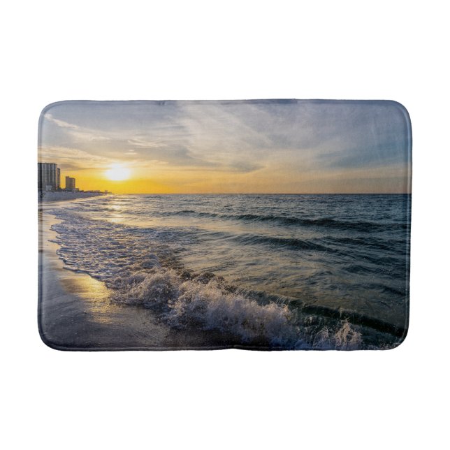 Alfombrilla De Baño Pensacola Splashing Waves Sunrise Bath Mat (Anverso)