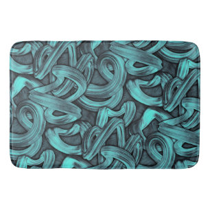 Alfombrilla De Baño pensamiento profundo - negro y azul turquesa :