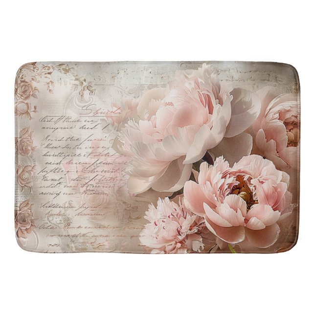 Alfombrilla De Baño Peonies en pasteles rosados (Anverso)
