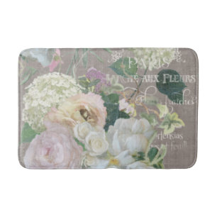 Alfombrilla De Baño Peonies florales contrapesados del vintage del
