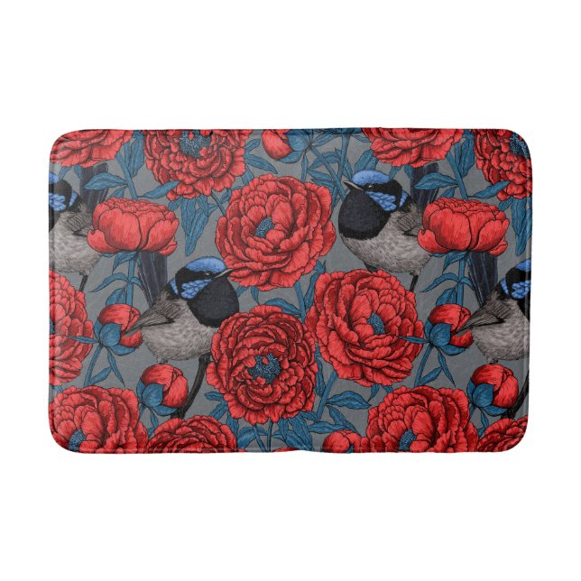 Alfombrilla De Baño Peonies y wrens (Anverso)