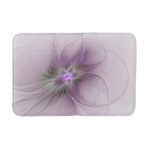 Alfombrilla De Baño Pequeña belleza arte floral fractal gris mauve mod
