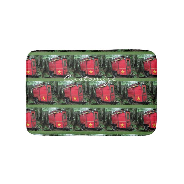 Alfombrilla De Baño Pequeña caravana gitana roja personalizada (Anverso)