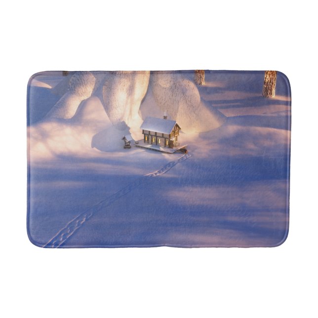 Alfombrilla De Baño Pequeña casa en el baño de nieve (Anverso)