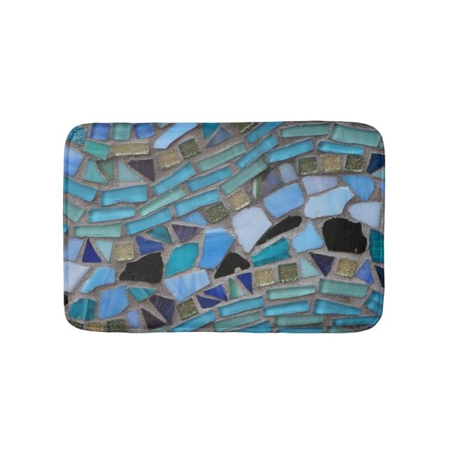 Alfombrilla De Baño Pequeña estera de baño del mosaico de cristal azul (Anverso)