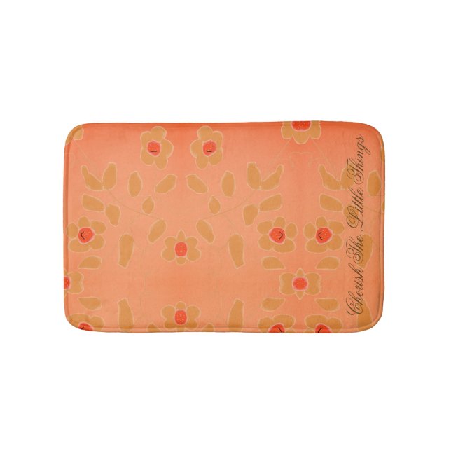 Alfombrilla De Baño Pequeña Mat Floral Con Pase Acentuado En Rojo (Anverso)