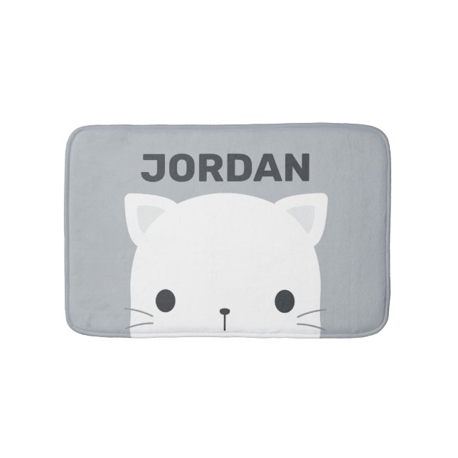 Alfombrilla De Baño Pequeño gato con nombre personalizado (Anverso)