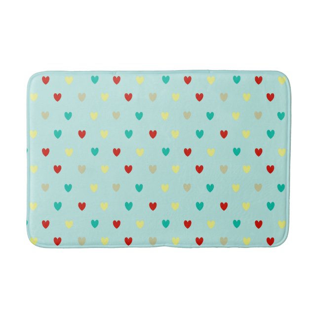 Alfombrilla De Baño Pequeños corazones de polka en verde marino (Anverso)