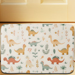 Alfombrilla De Baño Pequeños Dinosaurios Tonos Neutrales Beige