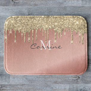 Alfombrilla De Baño Perforación de monograma 14K metálico + Rosa Pur