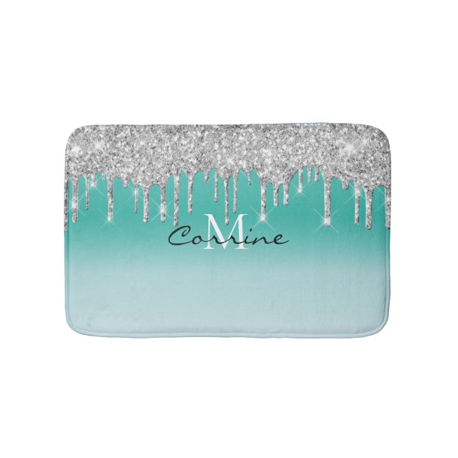 Alfombrilla De Baño Perforaciones metálicas azules y Purpurinas platea (Anverso)