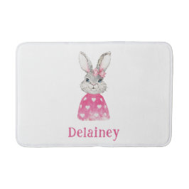 Alfombrilla De Baño Perrito Pink Heart Bow Bunny Personalizado