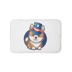 Alfombrilla De Baño Perro Akita con Día de la Independencia