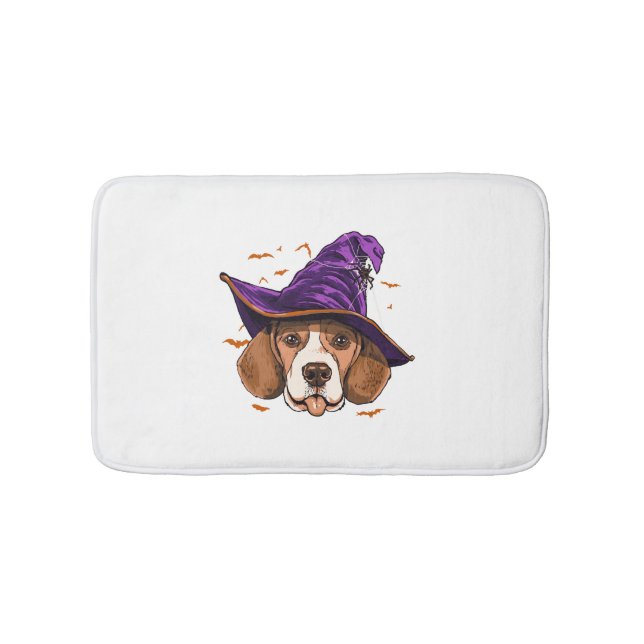 Alfombrilla De Baño Perro Beagle Bruja Graciosa Perro Halloween Lover (Anverso)
