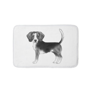 Alfombrilla De Baño Perro Beagle Lindo de Pie en Color Blanco y Negro