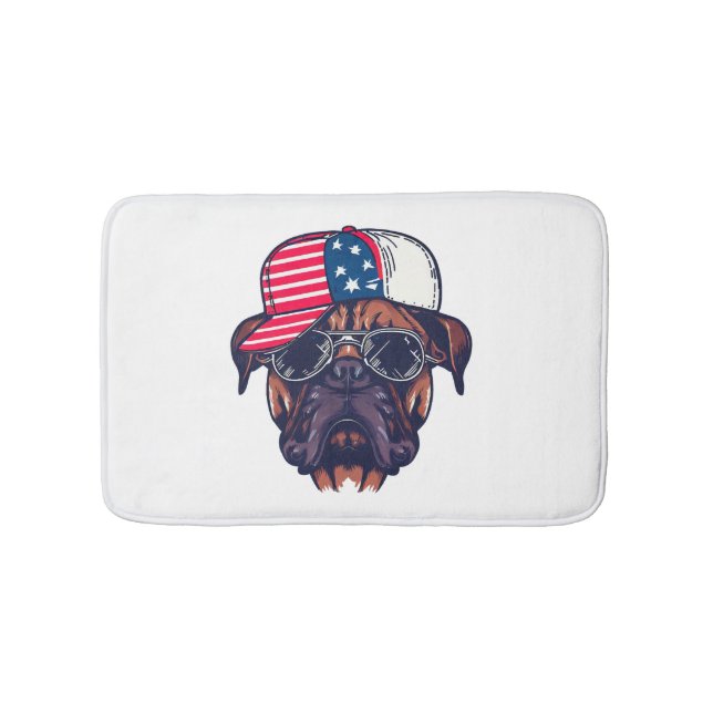 Alfombrilla De Baño Perro Boxer Con Azul Rojo Blanco (Anverso)