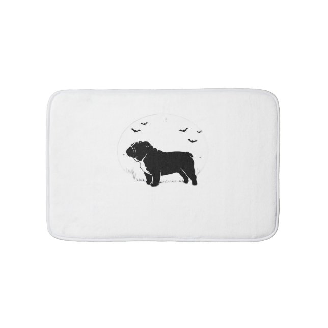 Alfombrilla De Baño Perro Bulldog Inglés - Halloween Moon Silhouette O (Anverso)