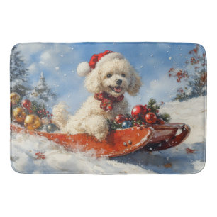 Alfombrilla De Baño Perro canino en escabeche deja que nieve Navidades