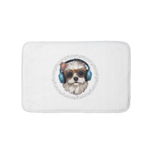 Alfombrilla De Baño perro con auriculares perro con gafas escucha