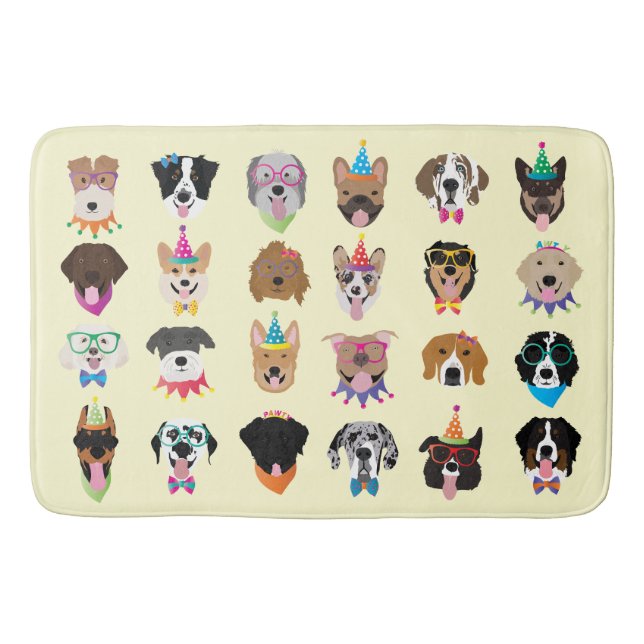 Alfombrilla De Baño Perro de cumpleaños feliz enfrenta a animales pobr (Anverso)