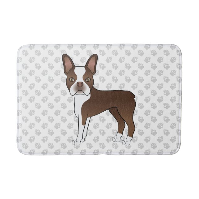 Alfombrilla De Baño Perro de dibujos animados Boston Terrier marrón ch (Anverso)