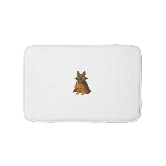 Alfombrilla De Baño Perro de Halloween en Bulldog alemán vestido de va (Anverso)