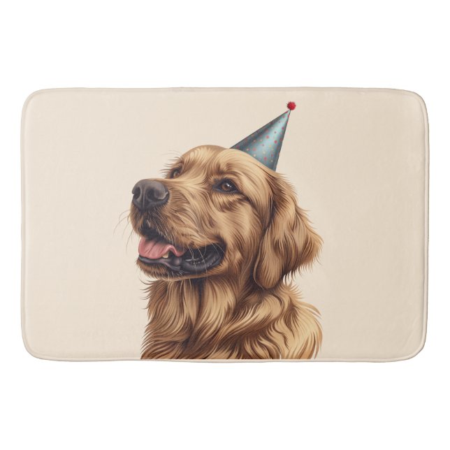 Alfombrilla De Baño Perro de la recuperación dorada del cumpleaños (Anverso)